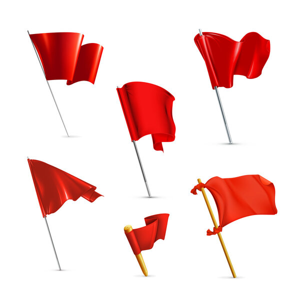 Red flags, vector icon set