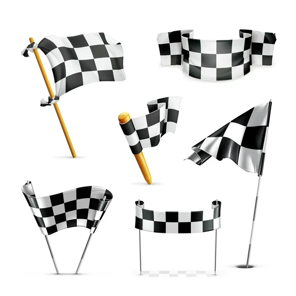 Checkered flags, vector set — Stock Vector