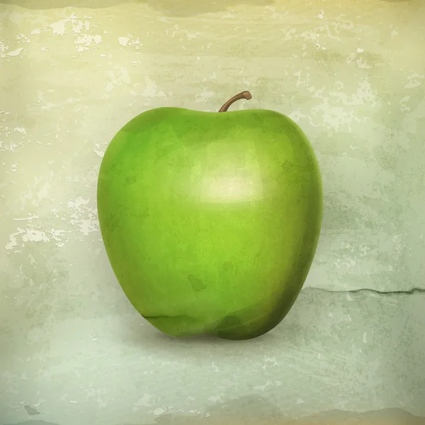 Manzana verde, vector de estilo antiguo — Vector de stock