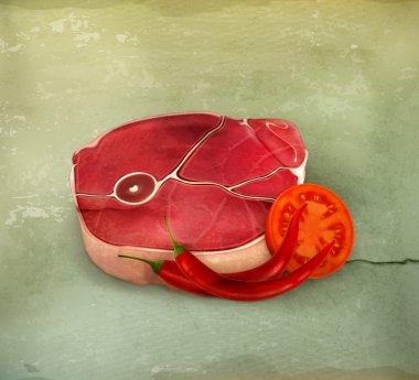 Sebze vektörlü biftek.