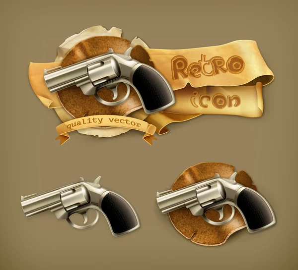 Pistola, icono retro — Vector de stock