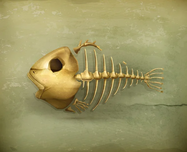 Balık iskeleti eski biçim vektör simgesi — Stok Vektör