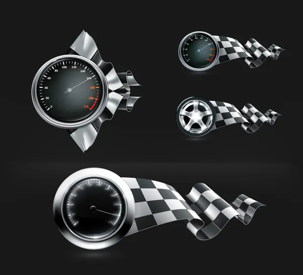 Vector de emblemas de carreras en negro — Vector de stock