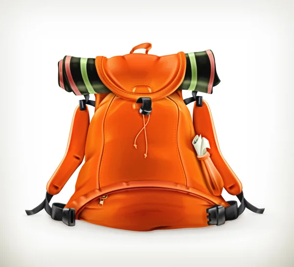 Mochila de viagem, vetor laranja — Vetor de Stock