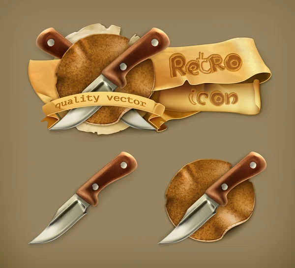 Cuchillo, icono retro — Vector de stock