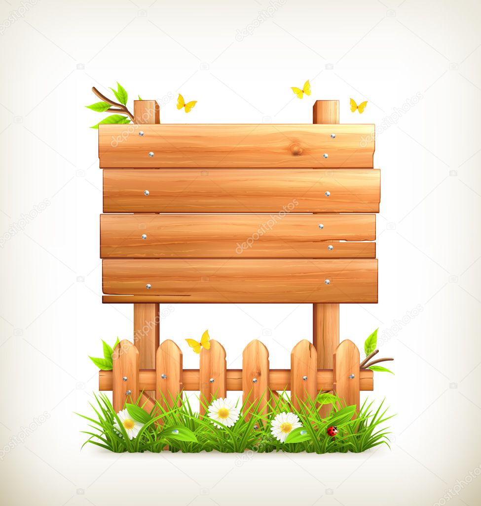 Wooden sign in grass vector