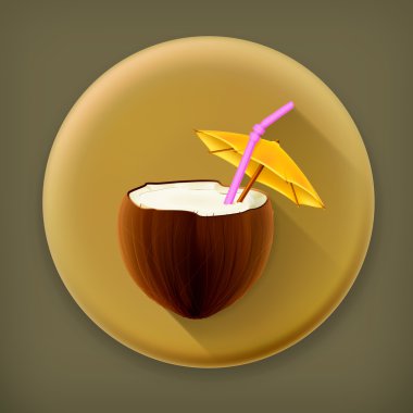 Hindistan cevizi kokteyl, uzun gölge vektör simgesi