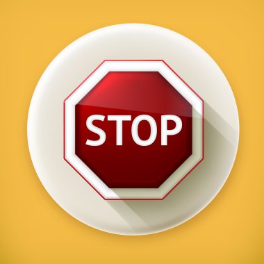 Dur işareti uzun gölge vektör simgesi