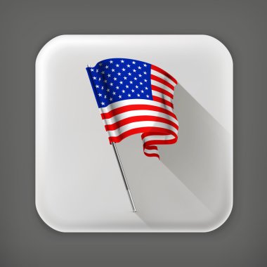 Amerikan bayrağı, uzun gölge vektör simgesi
