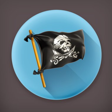 Jolly roger uzun gölge vektör simgesi