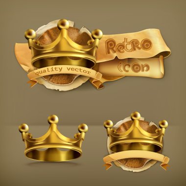 Gold crown vector icon