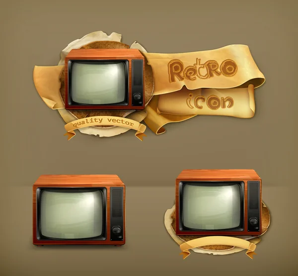 TV set retro, vector icon — Stock Vector