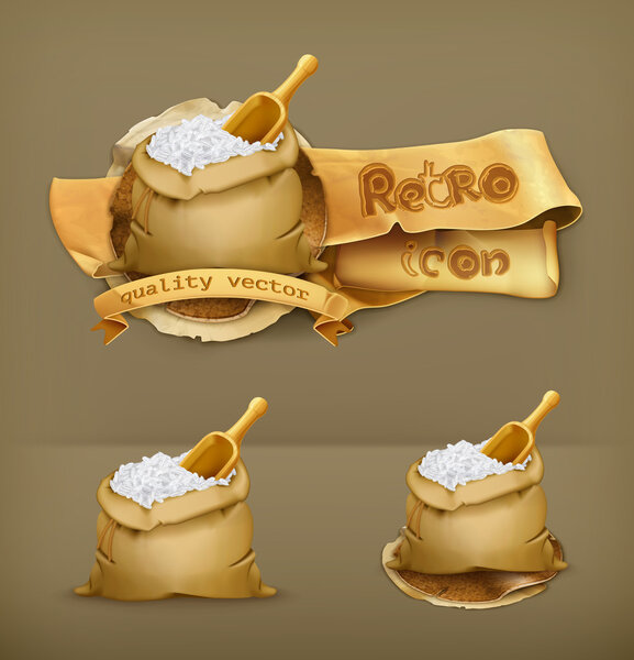 Bag of rice, vector icon