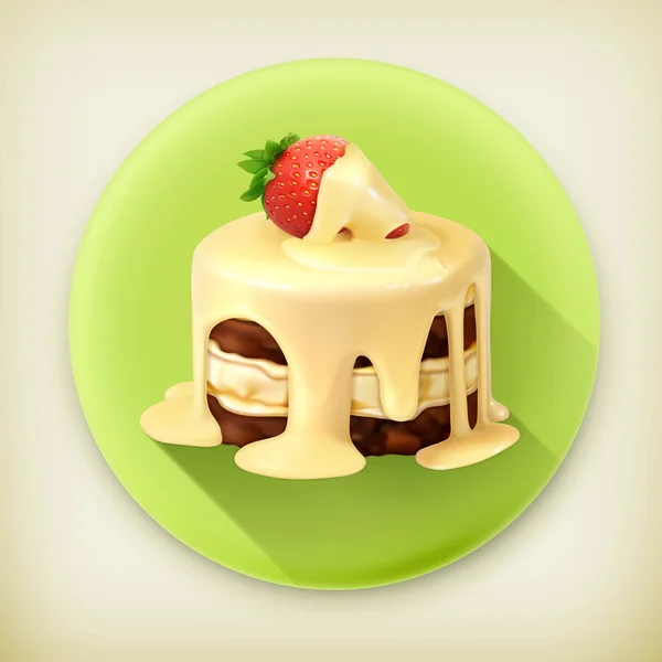 Gâteau à la fraise, icône vectorielle ombre longue — Image vectorielle