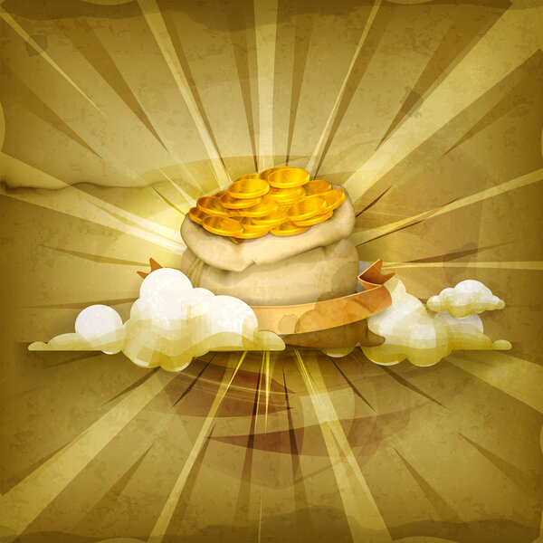 Bag of money, old style vector background