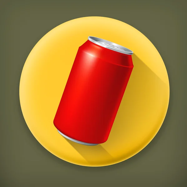 Red Can, icono de vector de sombra larga — Vector de stock