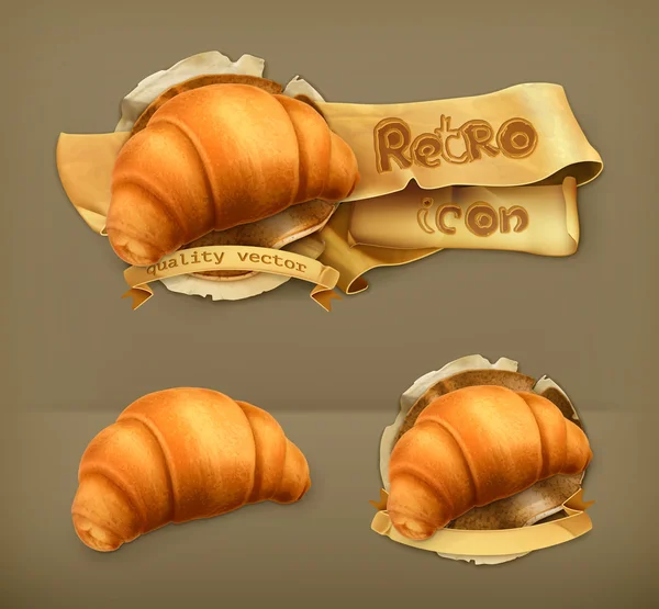 Croissant, icono de vector retro — Archivo Imágenes Vectoriales