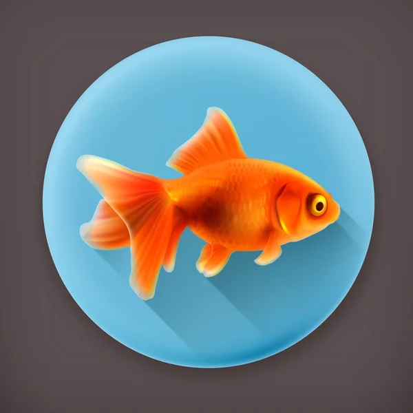 Goldfish, long shadow vector icon — Stock Vector