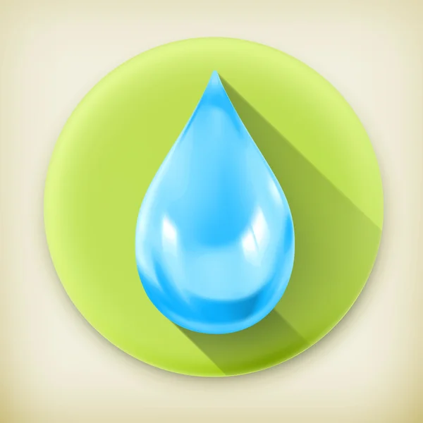 Druppel blauw water, lange schaduw vector pictogram — Stockvector