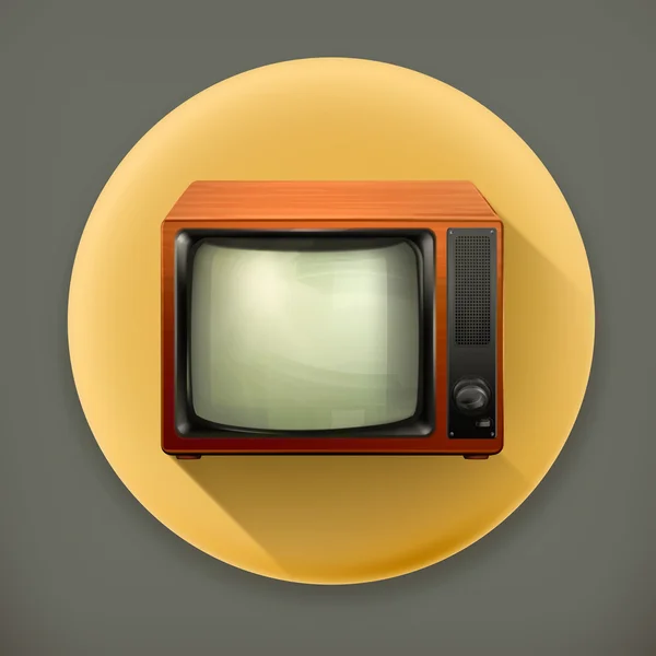 TV instellen retro lange schaduw vector pictogram — Stockvector