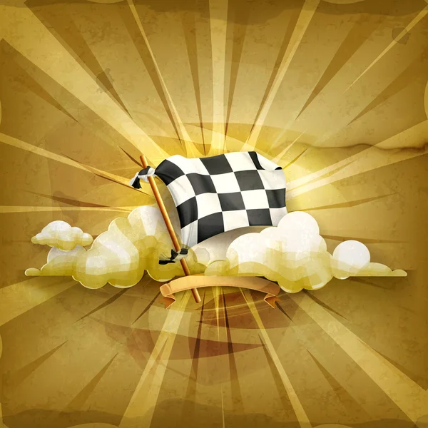 Checkered flag, old style vector background — Stock Vector