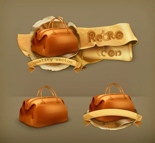 Bolso vintage, icono de vector — Vector de stock