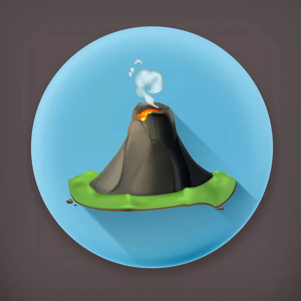 Volcano, long shadow vector icon — Stock Vector