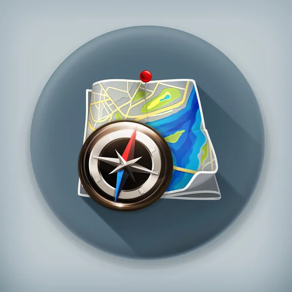 Carte de navigation icône vectorielle longue ombre — Image vectorielle