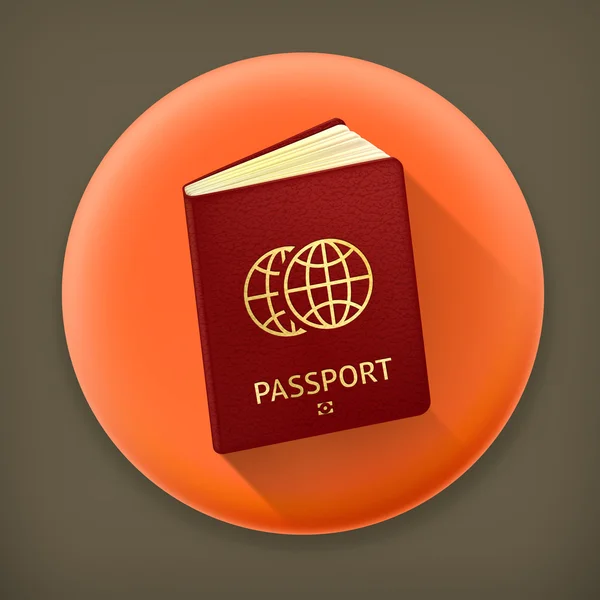 Passport, long shadow vector icon — Stock Vector