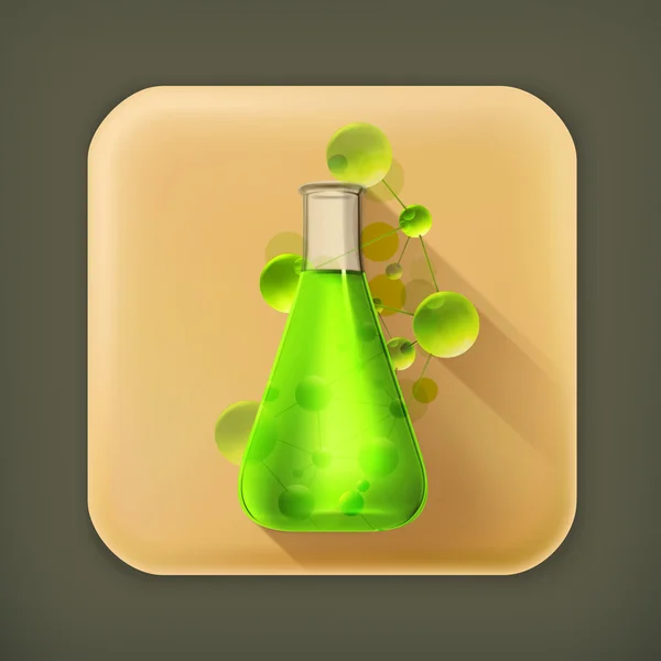 Laboratory flask, long shadow vector icon — Stock Vector