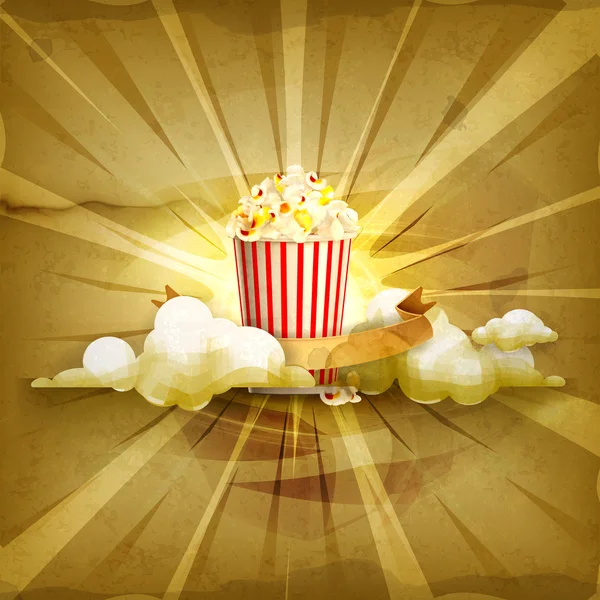 Popcorn, arrière-plan vectoriel à l'ancienne — Image vectorielle