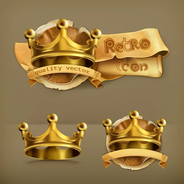 Icono de oro corona vector — Vector de stock