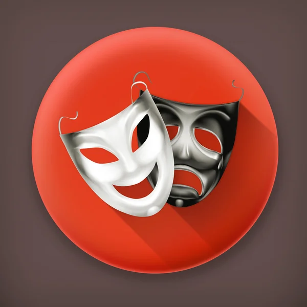 Theater masks long shadow vector icon — Stock Vector