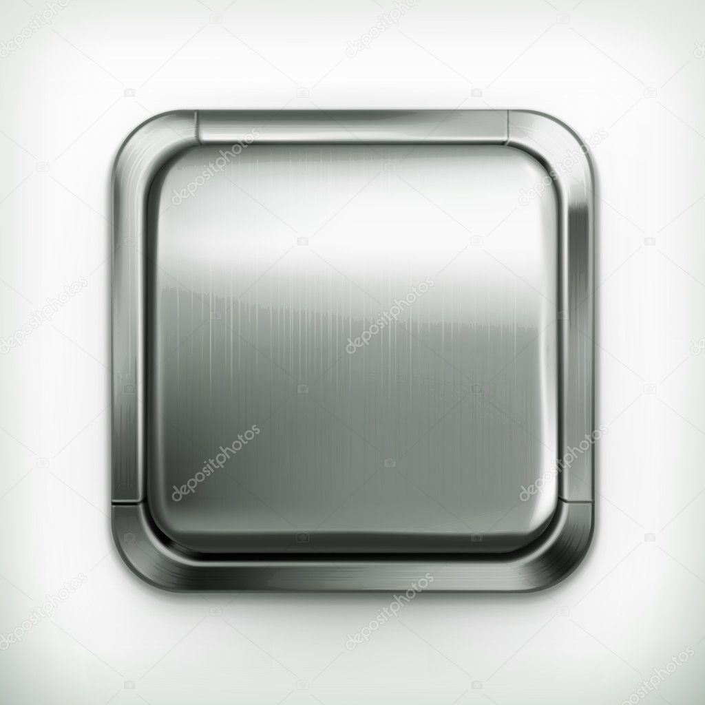 Metal button, detailed vector icon