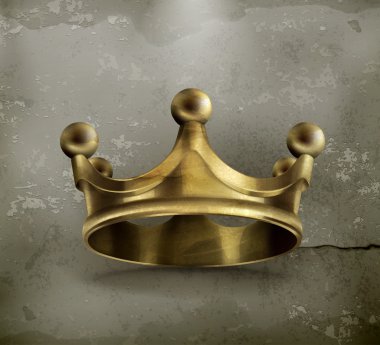 Gold crown old style vector icon clipart