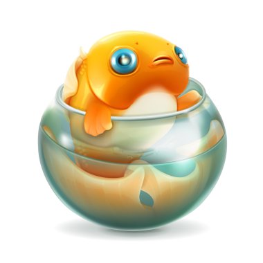 Akvaryumdaki süs balığı, vektör