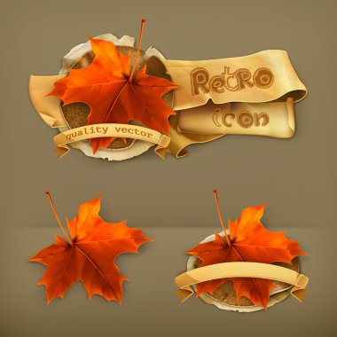 Maple leaf, retro vector icon