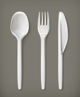 Plastic cutlery, vector clipart