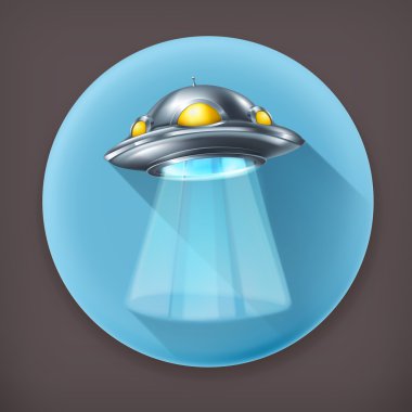 UFO, uzun gölge vektör simgesi