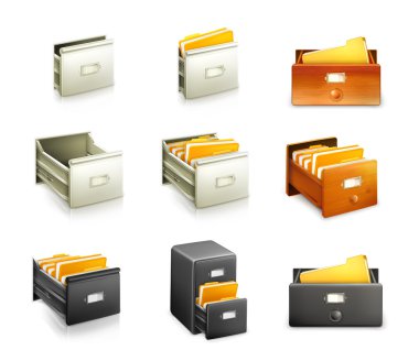 Card catalog, set of vector icons clipart