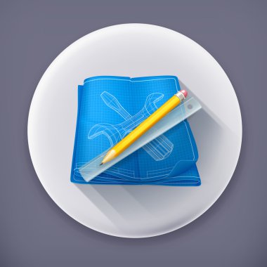 teknik çizim uzun gölge vektör simgesi