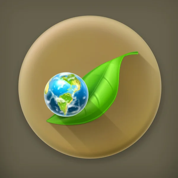 Verde mundo largo sombra vector icono — Archivo Imágenes Vectoriales