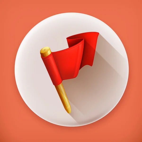 Icona vettoriale ombra lunga bandiera rossa — Vettoriale Stock
