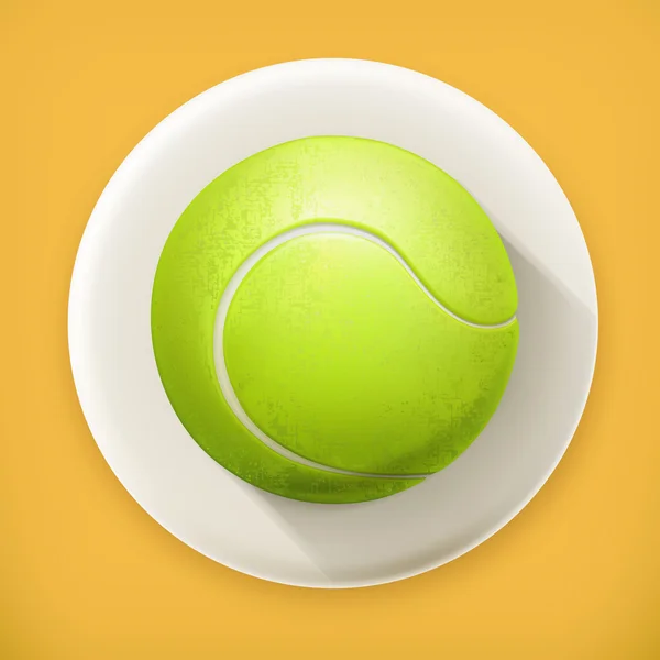 Palla da tennis, icona vettoriale a lunga ombra — Vettoriale Stock