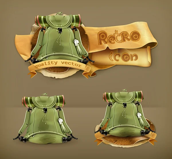 Mochila de viaje, icono de vector — Vector de stock