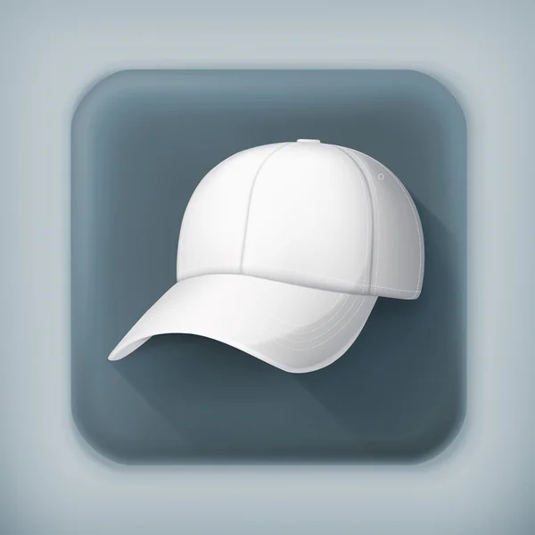 White baseball cap, long shadow vector icon — Stock Vector