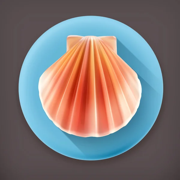 Seashell long shadow vector icon — Stock Vector