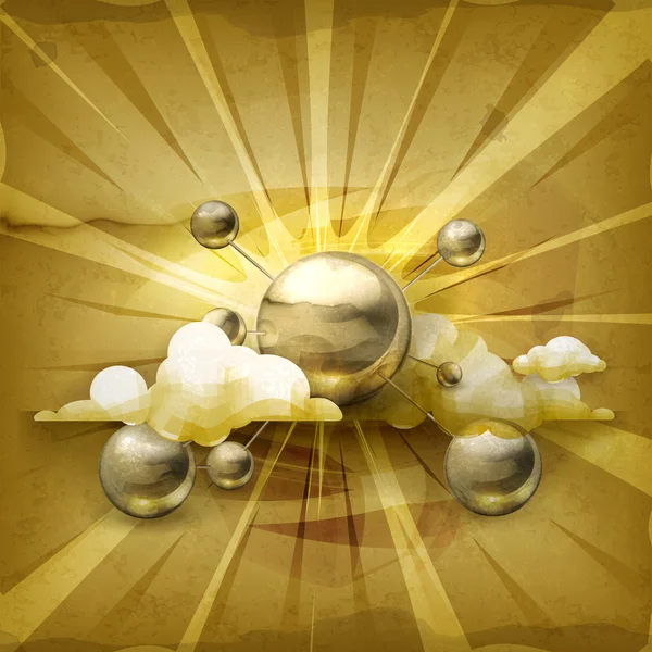 Molekül simgesi, eski biçim vektör arkaplanı