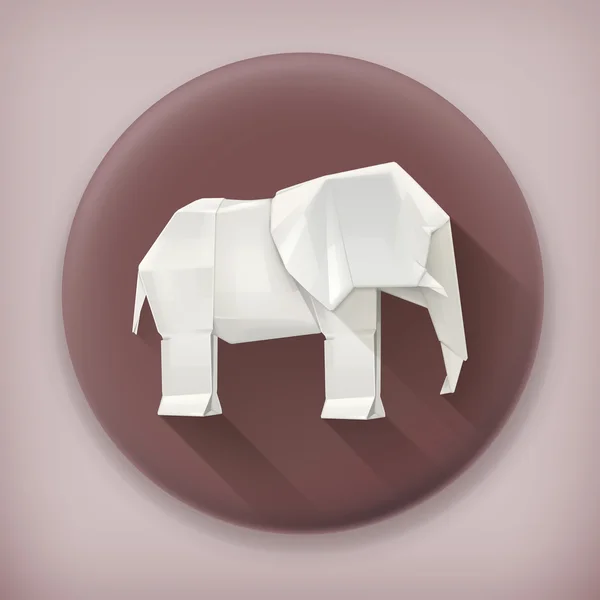 Origami elefante largo sombra vector icono — Archivo Imágenes Vectoriales