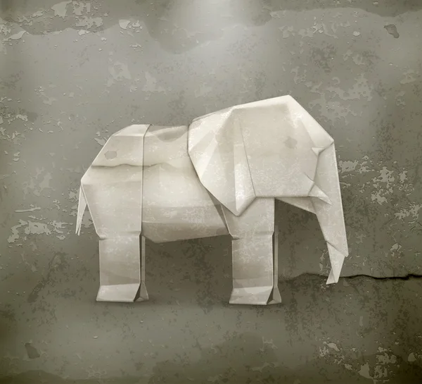 Elefante de Origami, vetor de estilo antigo — Vetor de Stock